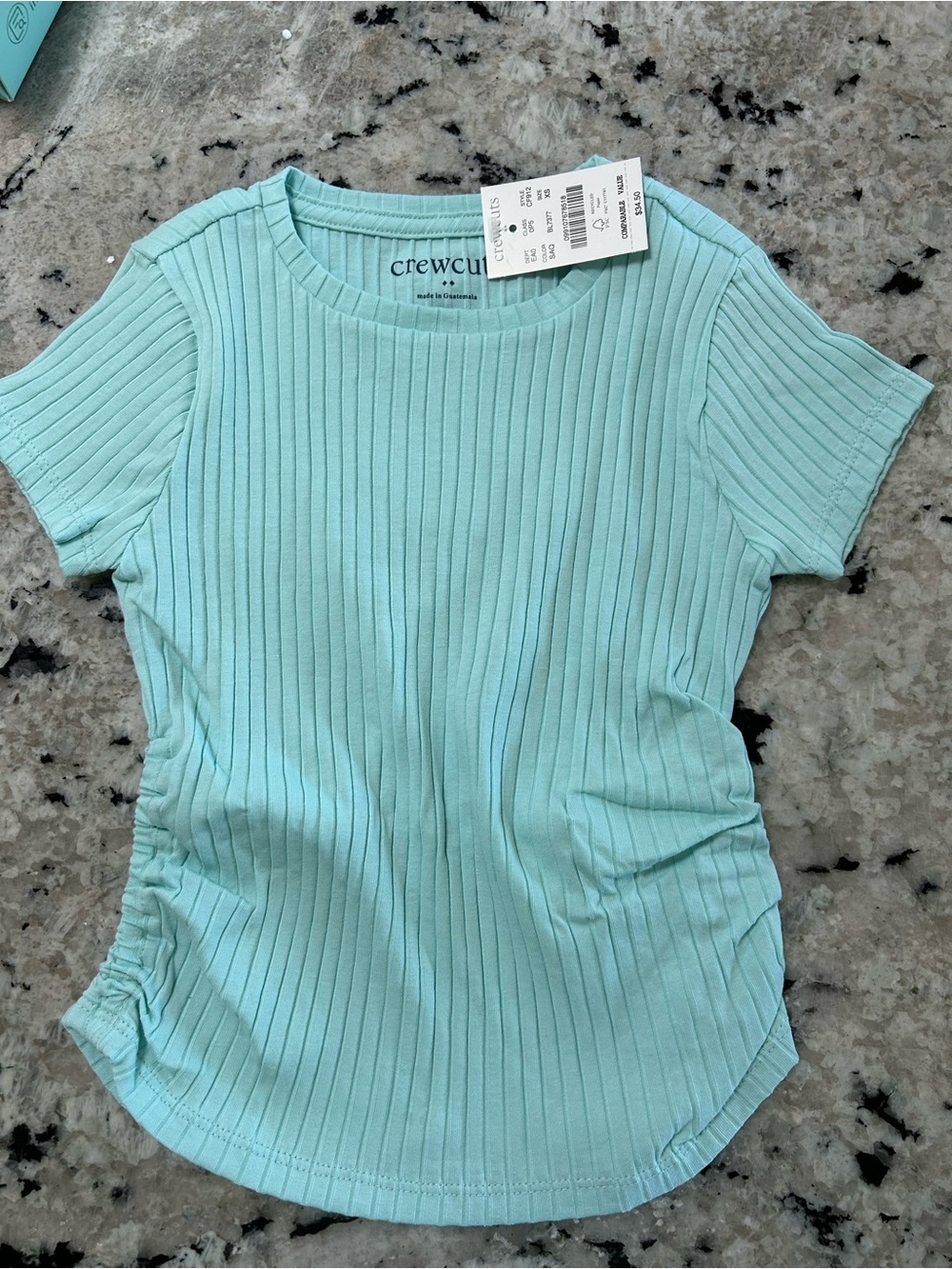 Crewcuts Mint Ribbed Short Sleeve Tee